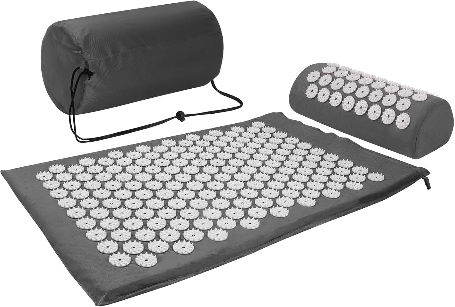 Akupressurmatte, Akupunktur Matte, Akkupressmatte Zur Linderung Von Nacken Und Rückenschmerzen, Acupressure Mat Mit Muskelentspannung Und Stressabbau, Shiatsu Matte Zur Ischiasentlastung, Grau Weiß