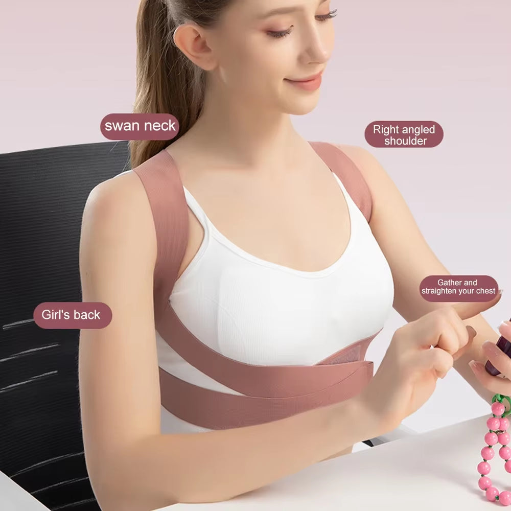 1PCS Posture Corrector Back Brace,Comfortable Shoulder Strap Hunchback Correction Belt Spine Support for Upper Back Pain