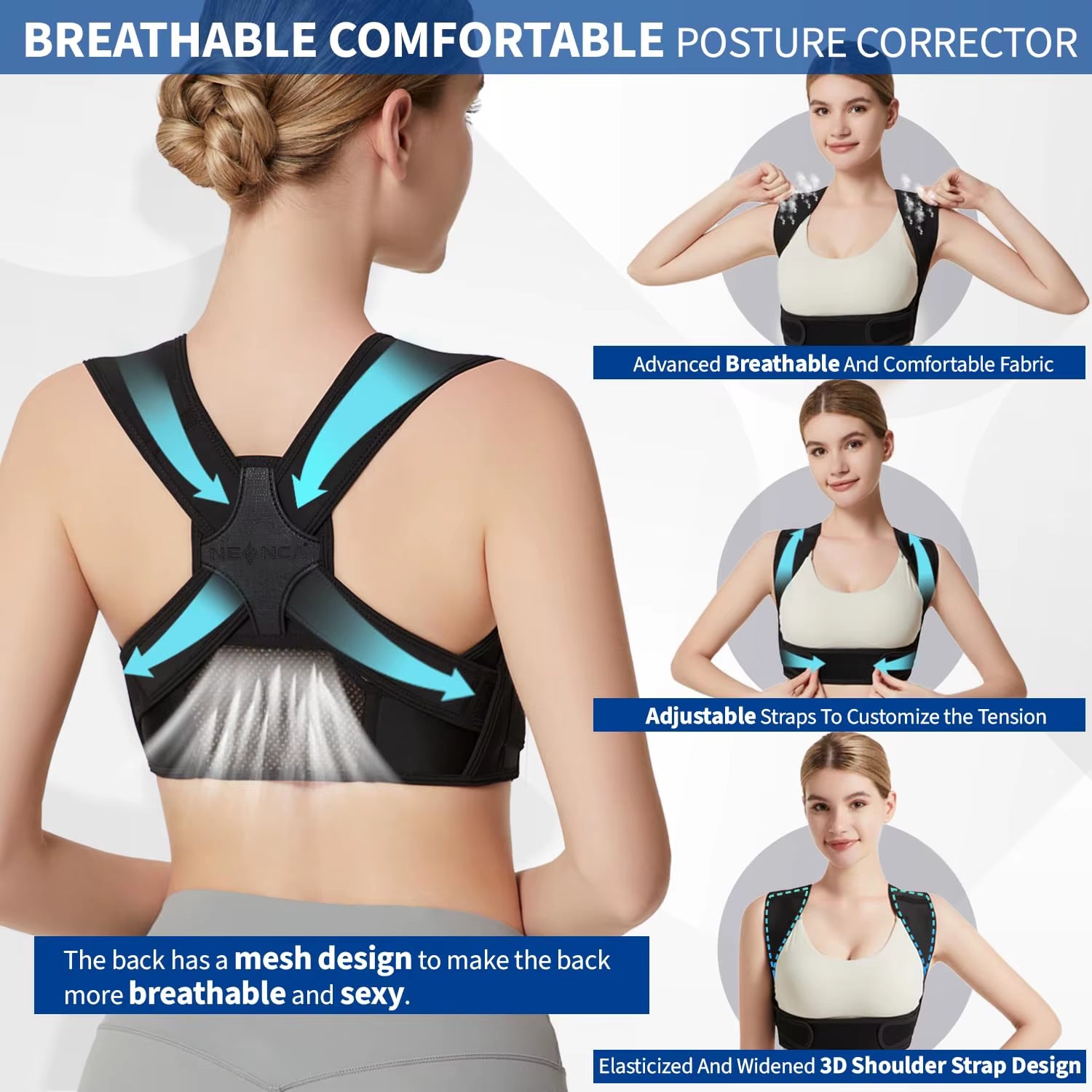 Posture Corrector for Back Support Adjustable Shoulder Posture Brace for Men and Women