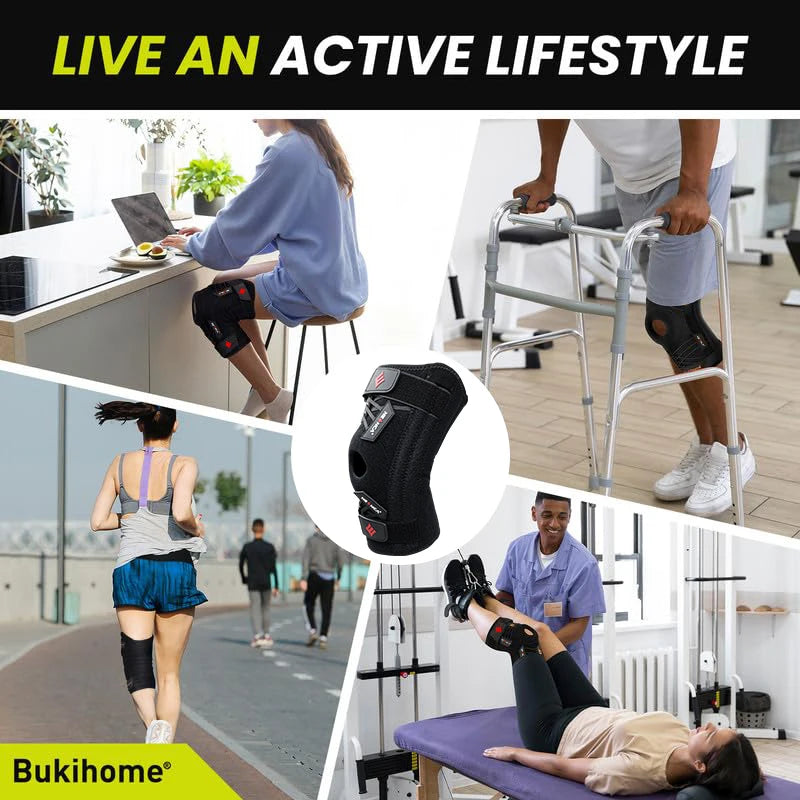 Knee Brace Support with Gel Pads & Side Stabilizers for Pain Relief Adjustable for Meniscus Tear Arthritis ACL MCL