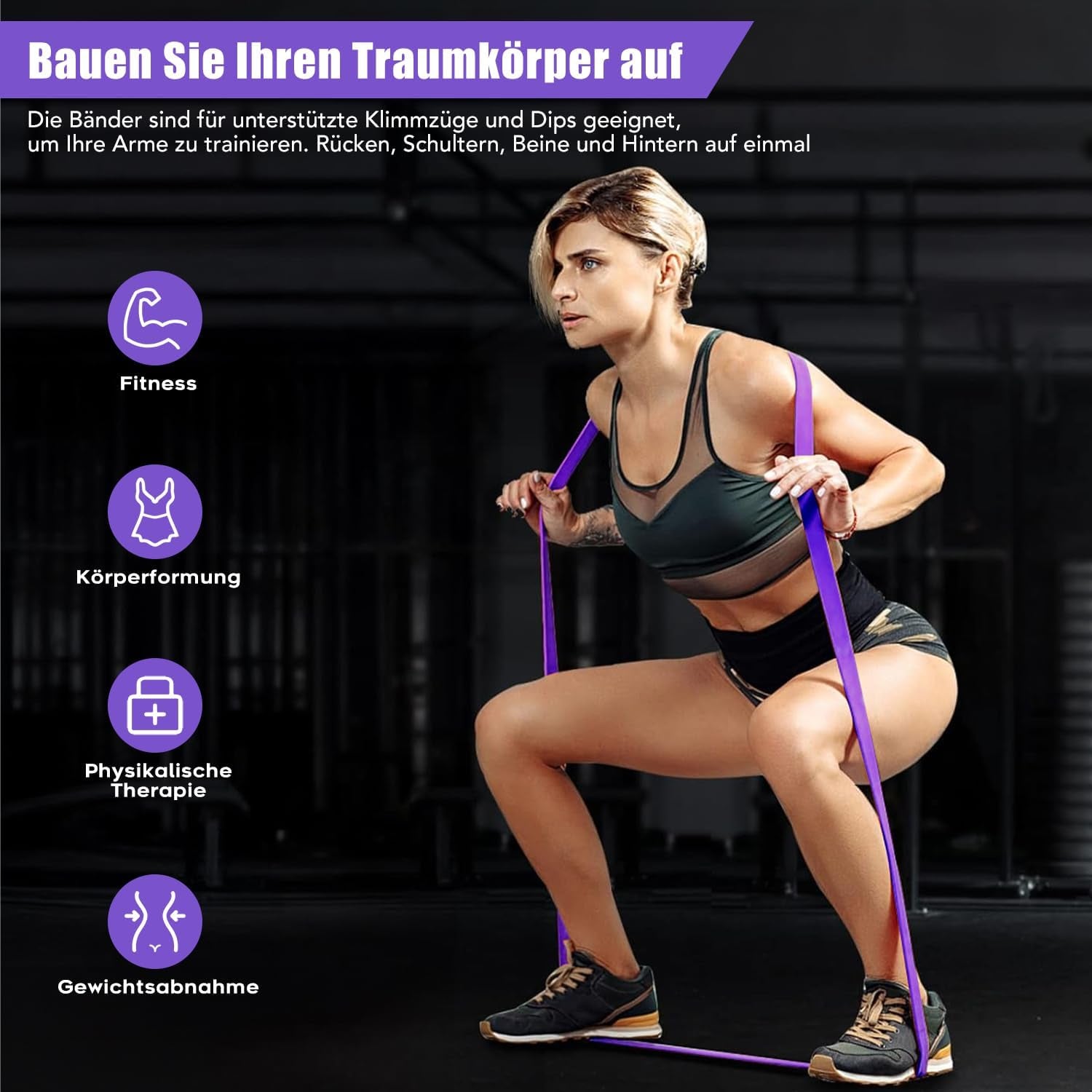 Fitnessbänder Mit 4 Widerstandsstufen, Resistance Bands Set Mit Griffen, Türanker, Schutzhülle, Tragetasche Und Trainingsanleitung, Widerstandsbänder Für Fitness, Stretching, Yoga, Krafttrain