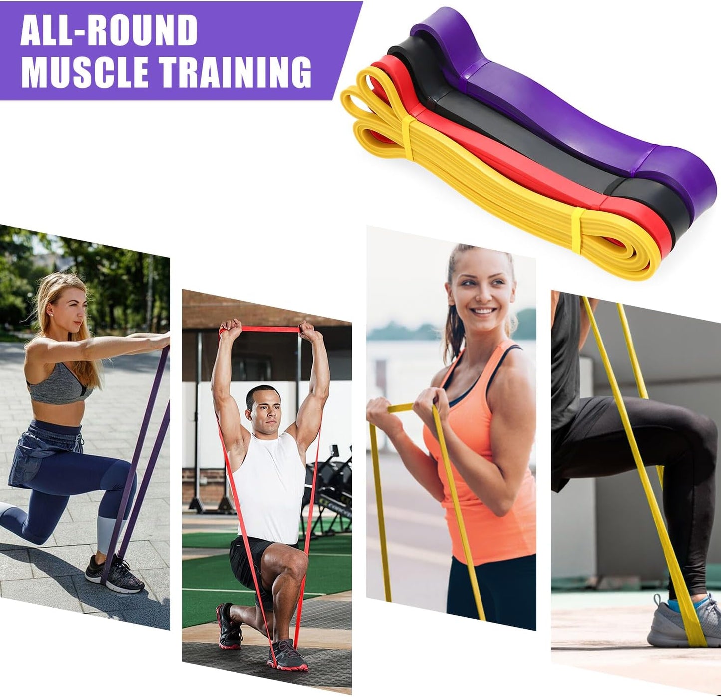 Fitnessbänder Mit 4 Widerstandsstufen, Resistance Bands Set Mit Griffen, Türanker, Schutzhülle, Tragetasche Und Trainingsanleitung, Widerstandsbänder Für Fitness, Stretching, Yoga, Krafttrain