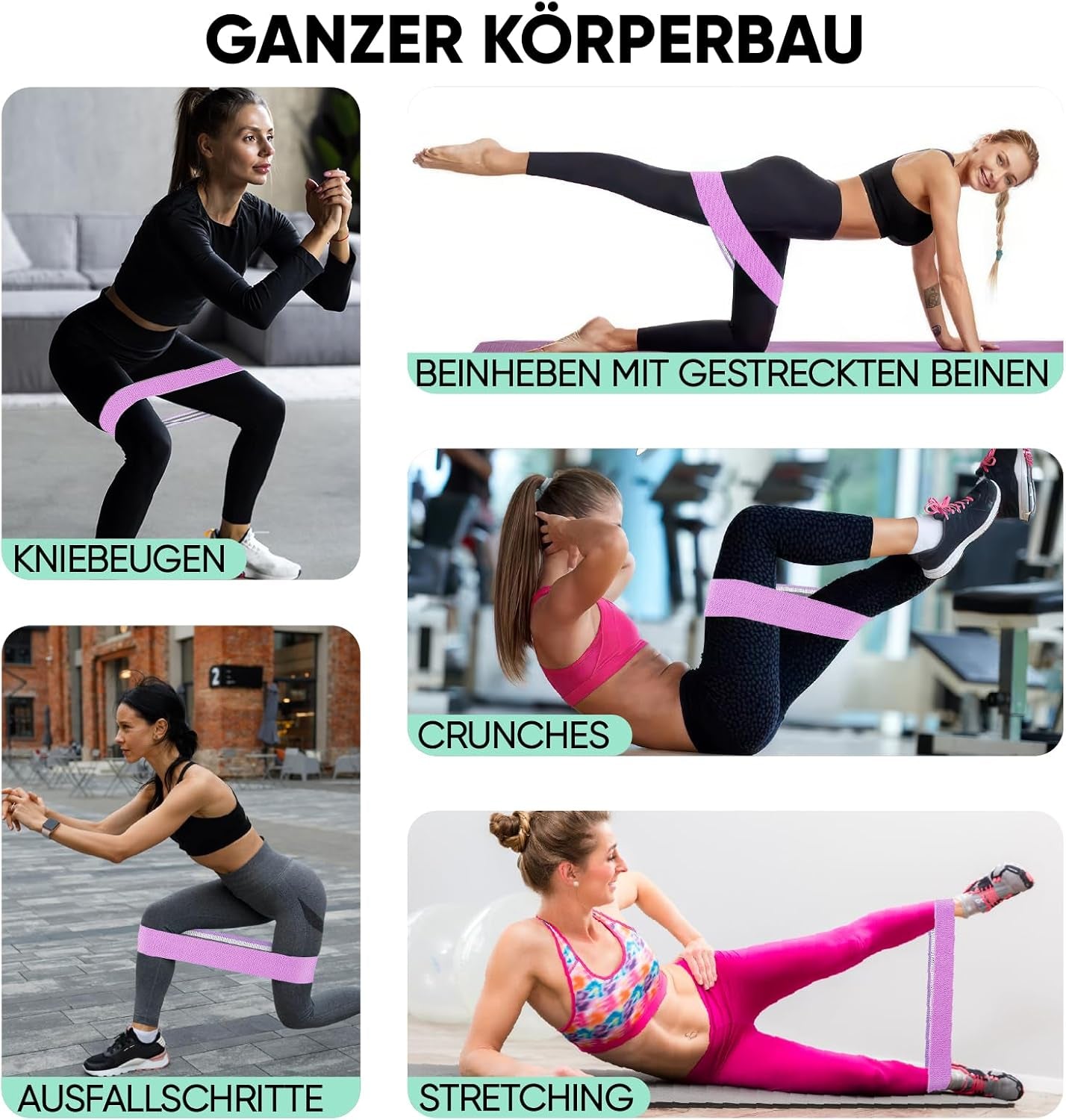 Suright Fitnessbänder Stricken, Resistance Bands Widerstandsbänder, Yogagürtel Rutsch & Schweißfest, Gymnastikgürtel, Hüft, Beintraining, Krafttraining Und Klimmzüge