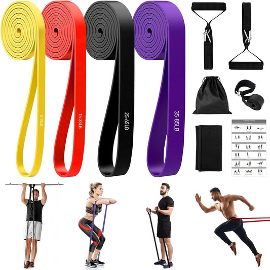 Fitnessbänder Mit 4 Widerstandsstufen, Resistance Bands Set Mit Griffen, Türanker, Schutzhülle, Tragetasche Und Trainingsanleitung, Widerstandsbänder Für Fitness, Stretching, Yoga, Krafttrain