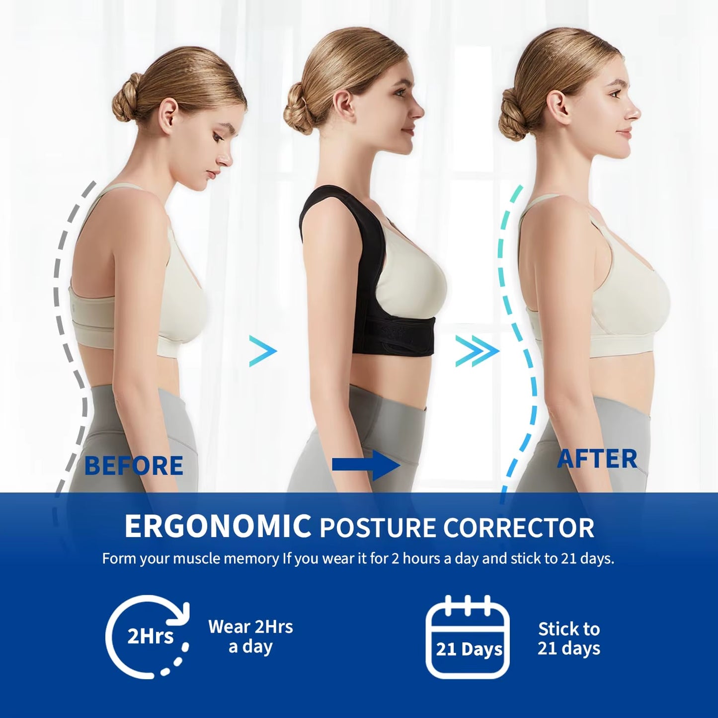 Posture Corrector for Back Support Adjustable Shoulder Posture Brace for Men and Women