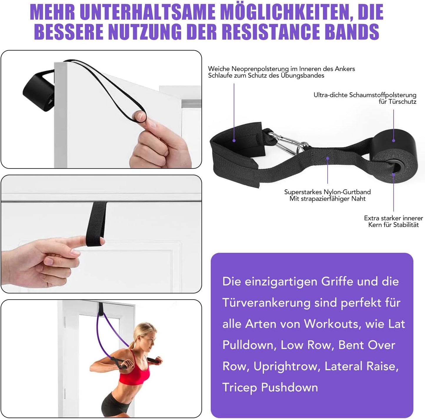 Fitnessbänder Mit 4 Widerstandsstufen, Resistance Bands Set Mit Griffen, Türanker, Schutzhülle, Tragetasche Und Trainingsanleitung, Widerstandsbänder Für Fitness, Stretching, Yoga, Krafttrain